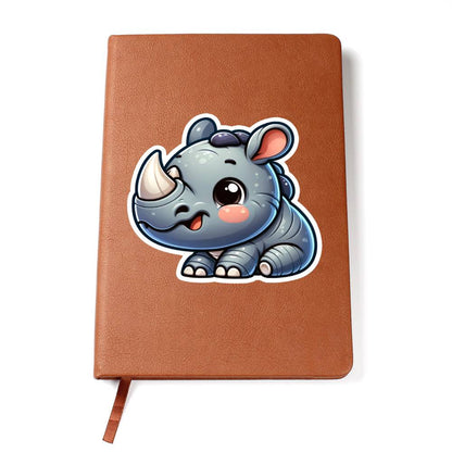 Cute Rhino sticker 144 - Vegan Leather Journal