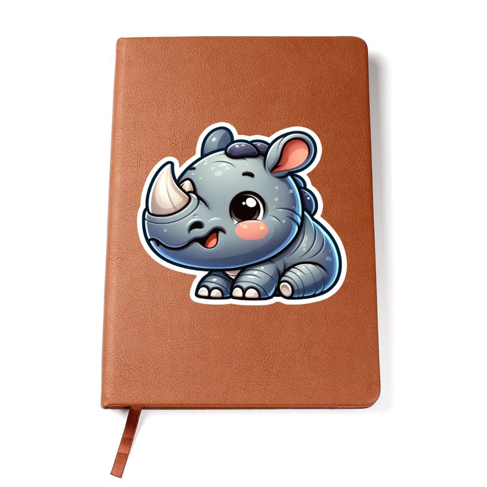Cute Rhino sticker 144 - Vegan Leather Journal