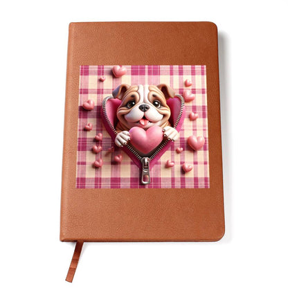 Valentine's Day Dog And Zipper 007 - Vegan Leather Journal