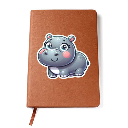 Cute Hippopotamus sticker 67 - Vegan Leather Journal