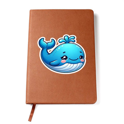 Cute Blue whale sticker 15 - Vegan Leather Journal