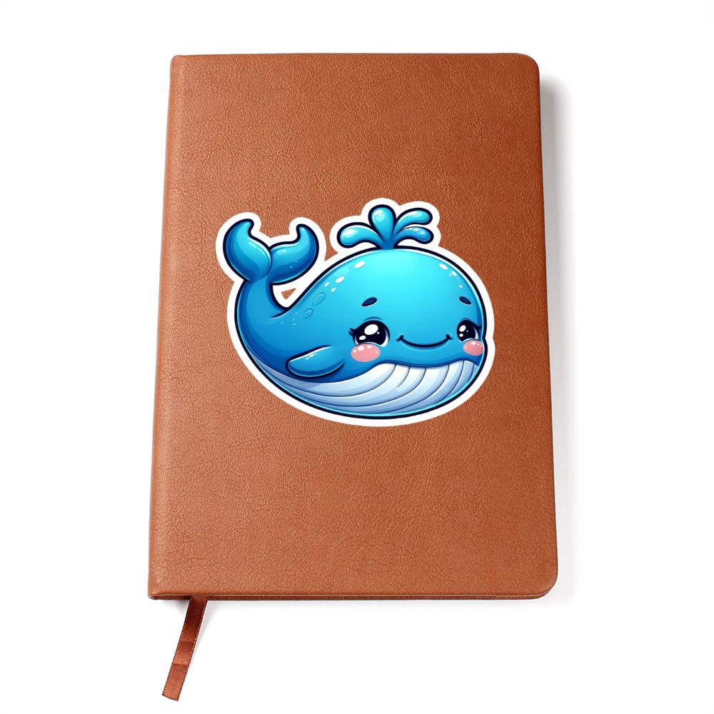 Cute Blue whale sticker 15 - Vegan Leather Journal