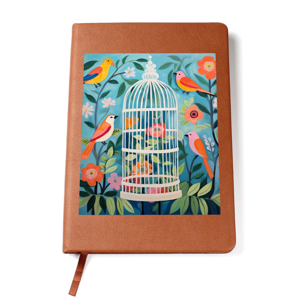 Birds And Floral Design 174 - Vegan Leather Journal
