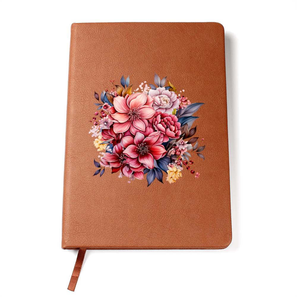 Floral Flower Wreath 110 - Vegan Leather Journal