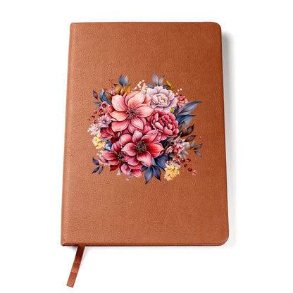 Floral Flower Wreath 110 - Vegan Leather Journal