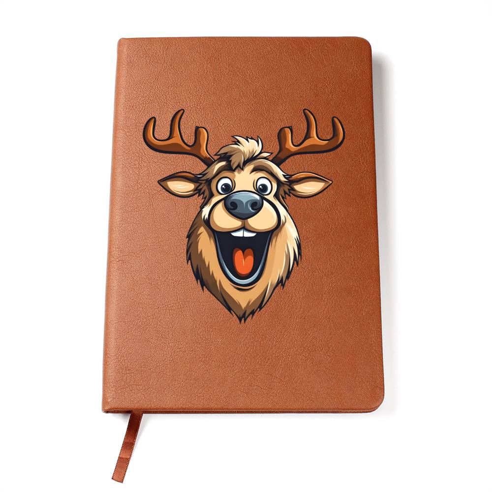 Funny Reindeer Face 01 - Vegan Leather Journal