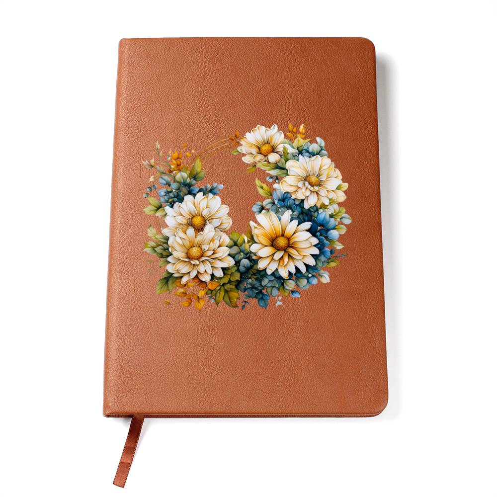 Floral Flower Wreath 141 - Vegan Leather Journal