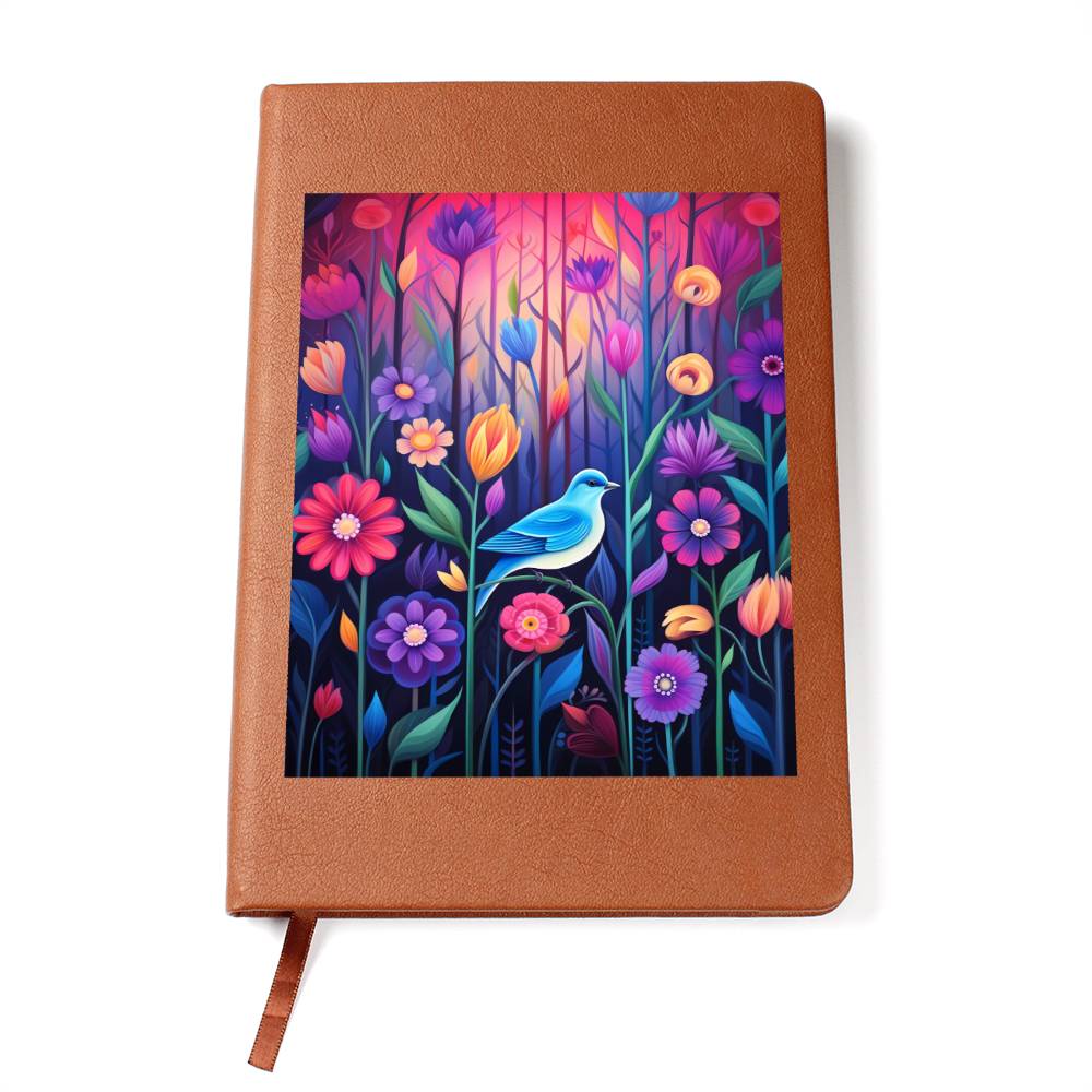Birds And Floral Design 053 - Vegan Leather Journal