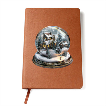 Watercolor Christmas Snow Globe 033 - Vegan Leather Journal