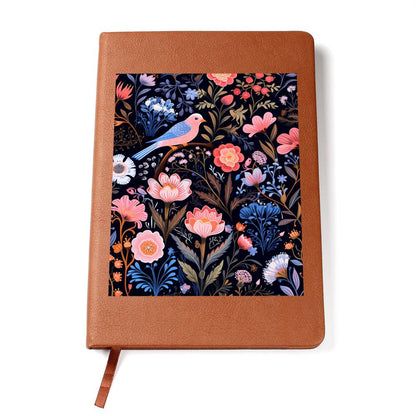 Birds And Floral Design 124 - Vegan Leather Journal