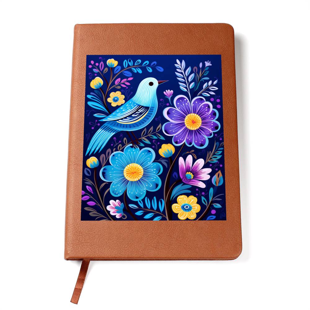 Birds And Floral Design 047 - Vegan Leather Journal
