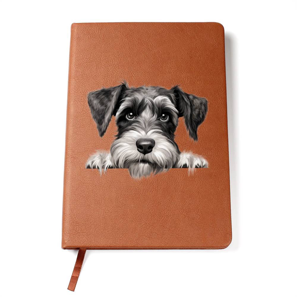 Standard Schnauzer Peeking - Vegan Leather Journal
