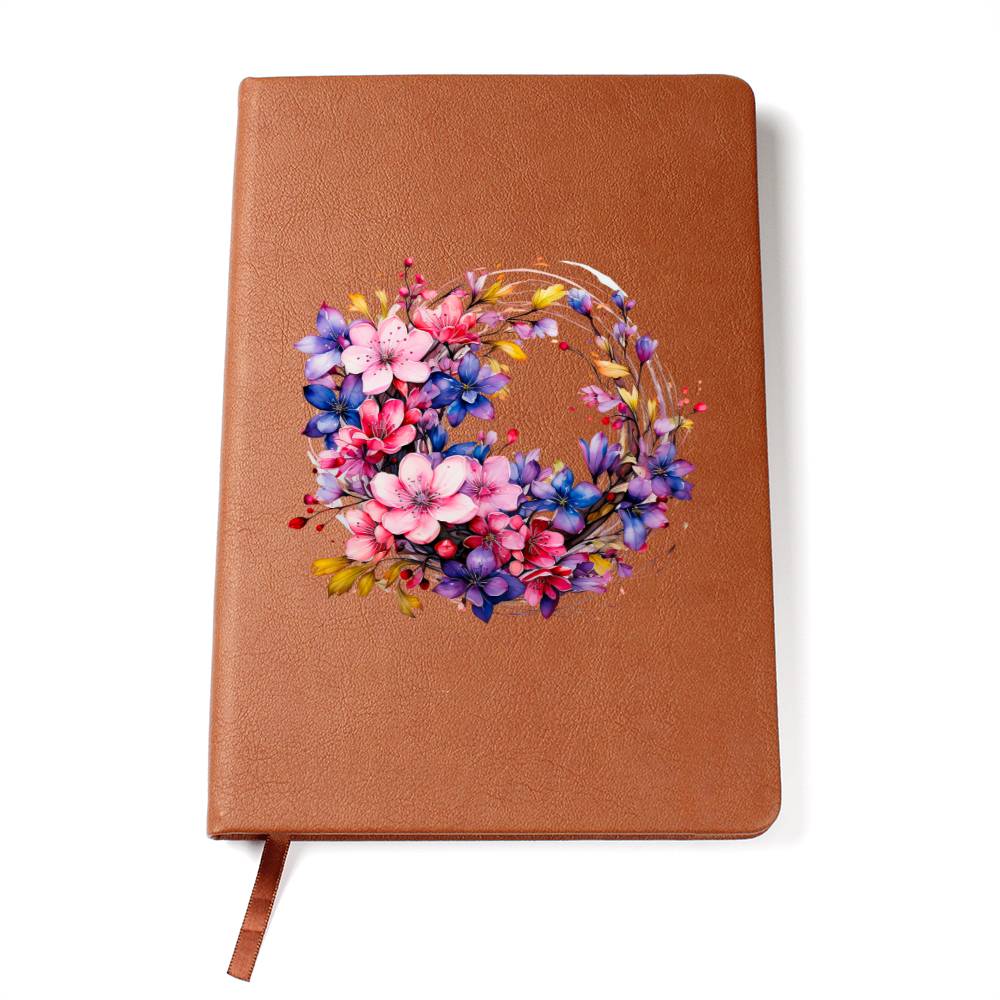 Floral Flower Wreath 150 - Vegan Leather Journal