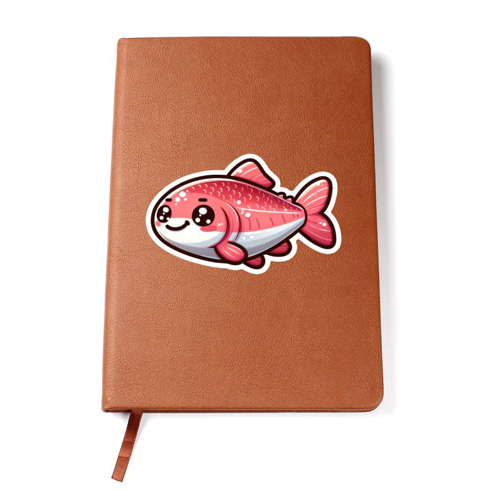 Cute Salmon sticker 153 - Vegan Leather Journal