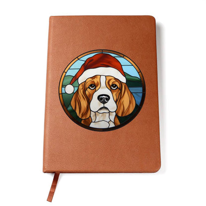 Dog Stained Glass Christmas Design 023 - Vegan Leather Journal