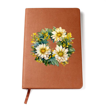 Floral Flower Wreath 039 - Vegan Leather Journal