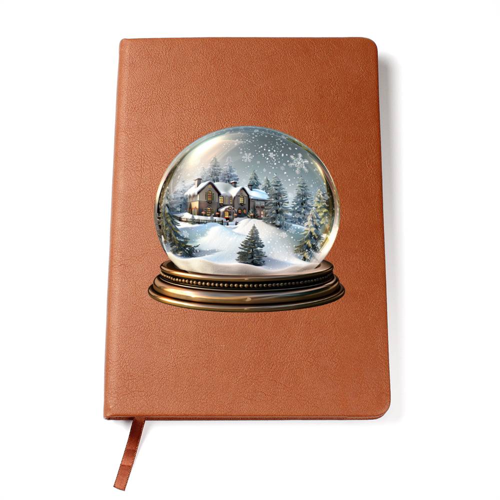 Watercolor Christmas Snow Globe 036 - Vegan Leather Journal