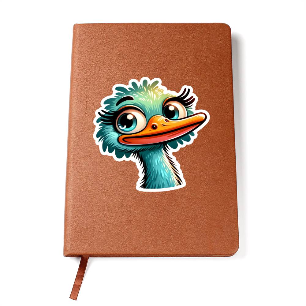 Cute Ostrich sticker 112 - Vegan Leather Journal
