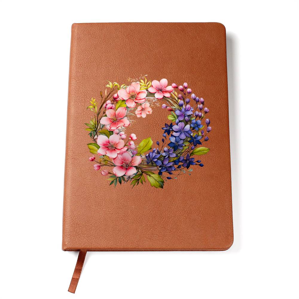 Floral Flower Wreath 100 - Vegan Leather Journal