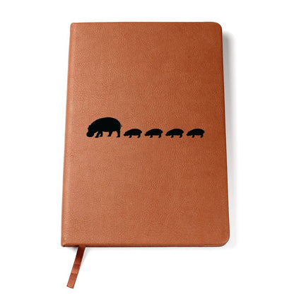Mama Hippo With 4 Calves - Vegan Leather Journal