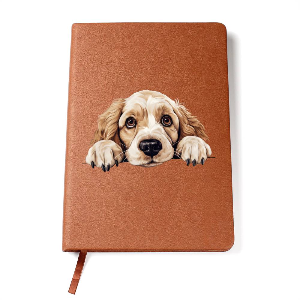 Clumber Spaniel Peeking - Vegan Leather Journal