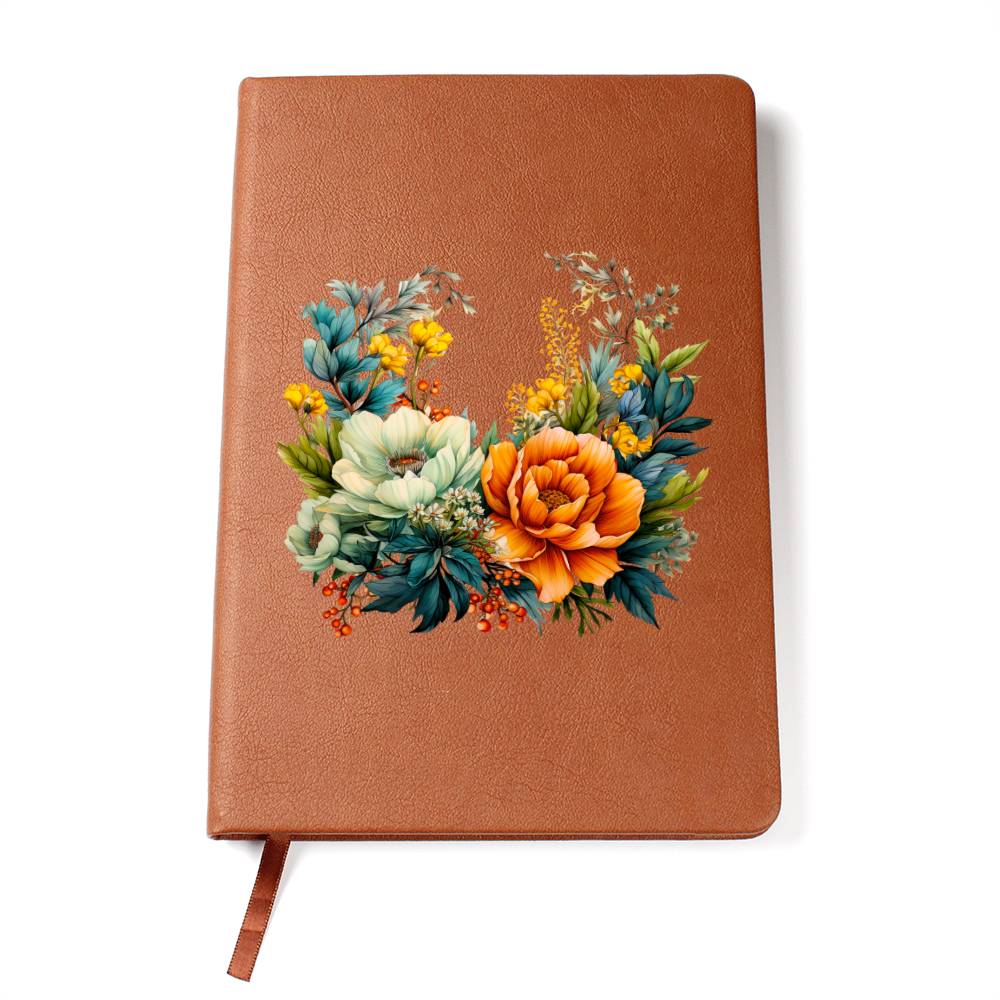 Floral Flower Wreath 109 - Vegan Leather Journal