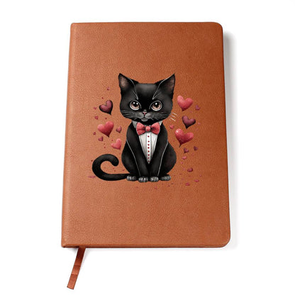 Valentine's Day Black Cat 055 - Vegan Leather Journal