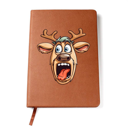 Funny Reindeer Face 11 - Vegan Leather Journal