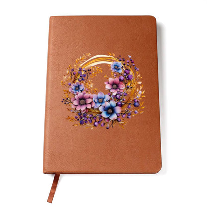 Floral Flower Wreath 124 - Vegan Leather Journal