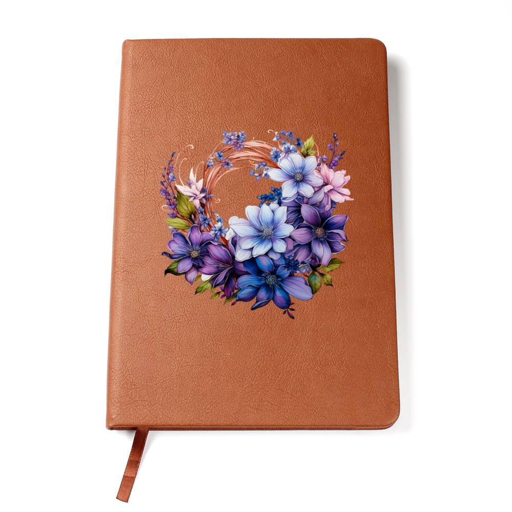 Floral Flower Wreath 112 - Vegan Leather Journal