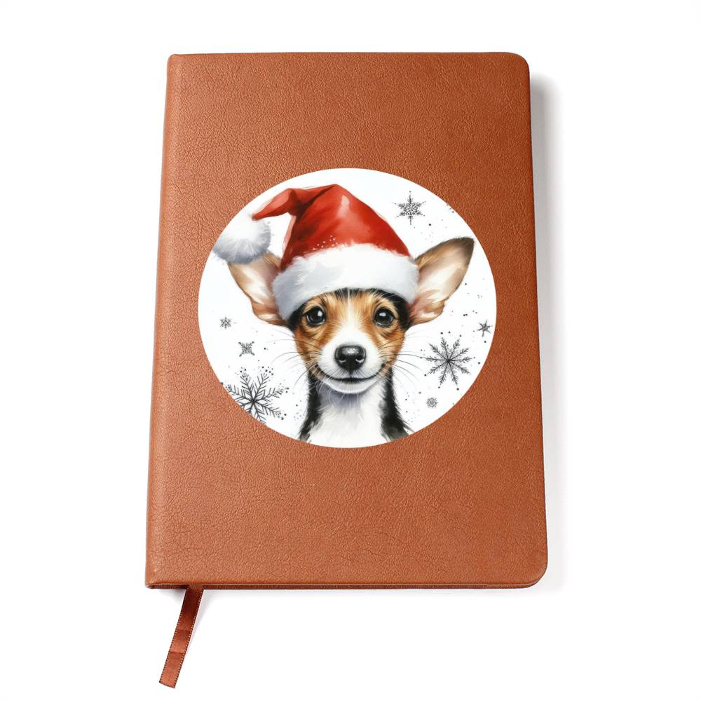 Christmas Dog - Rat Terrier - Vegan Leather Journal