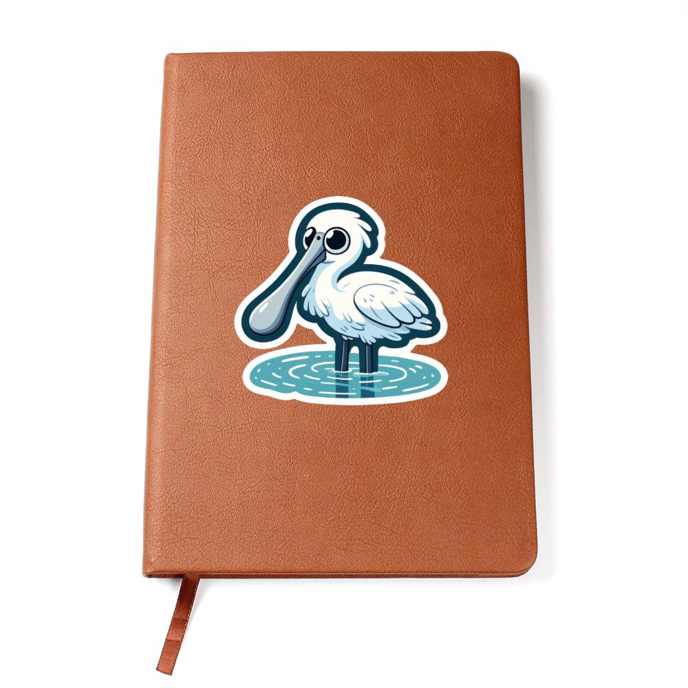 Cute Spoonbill sticker 177 - Vegan Leather Journal