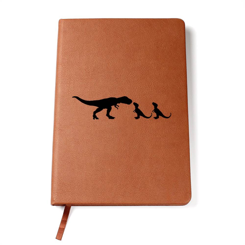 Mama Dinosaur With 2 Hatchlings - Vegan Leather Journal
