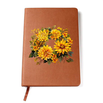 Floral Flower Wreath 044 - Vegan Leather Journal