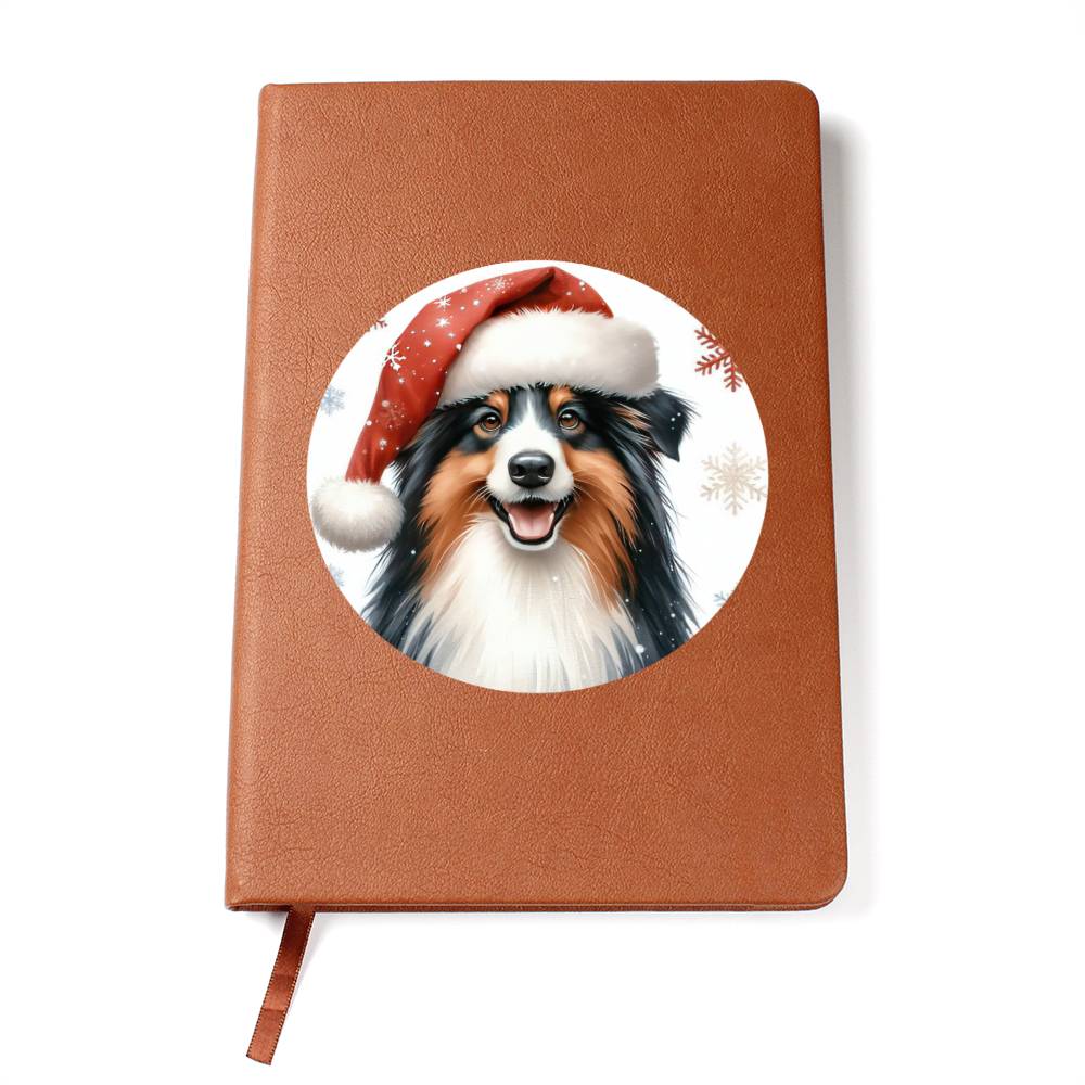 Christmas Dog - Miniature American Shepherd - Vegan Leather Journal