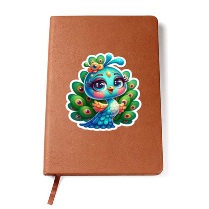 Cute Peacock sticker 122 - Vegan Leather Journal