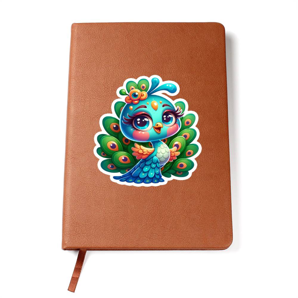 Cute Peacock sticker 122 - Vegan Leather Journal