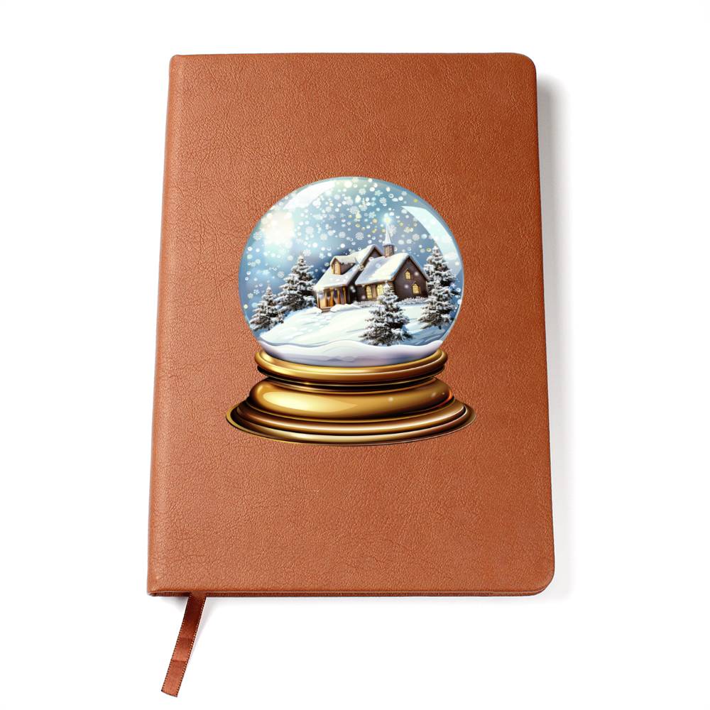 Watercolor Christmas Snow Globe 043 - Vegan Leather Journal