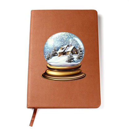 Watercolor Christmas Snow Globe 043 - Vegan Leather Journal