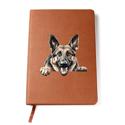 German Shepherd  Peeking - Vegan Leather Journal