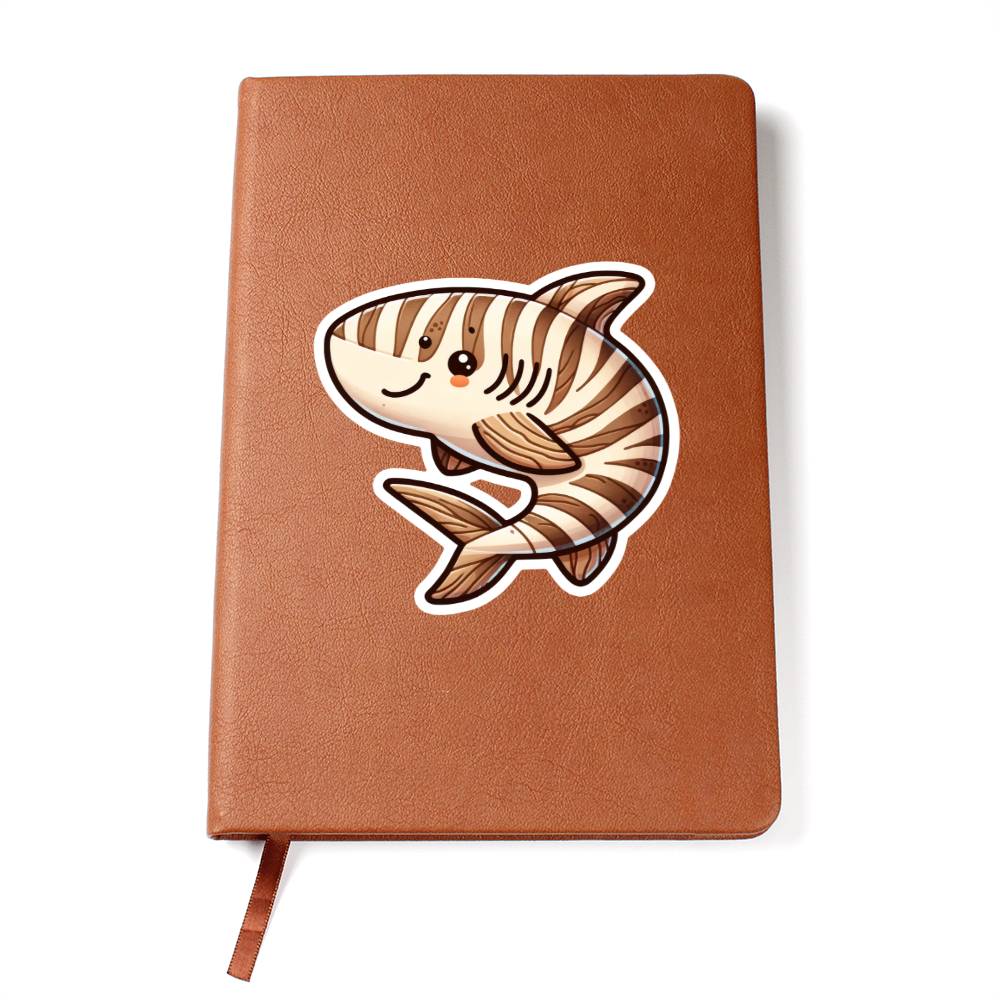 Cute Zebra Shark sticker 223 - Vegan Leather Journal