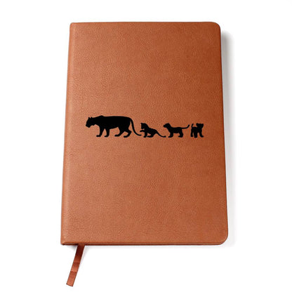 Mama Lioness With 3 Cubs - Vegan Leather Journal