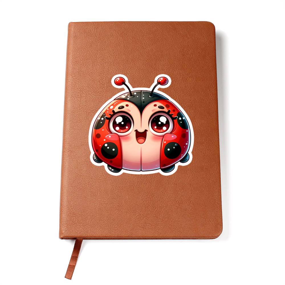 Cute Ladybug sticker 82 - Vegan Leather Journal