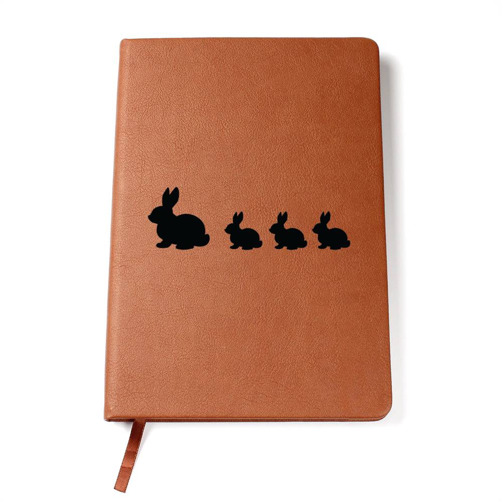 Mama Rabbit With 3 Kittens - Vegan Leather Journal