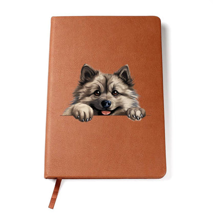 Keeshond Peeking - Vegan Leather Journal