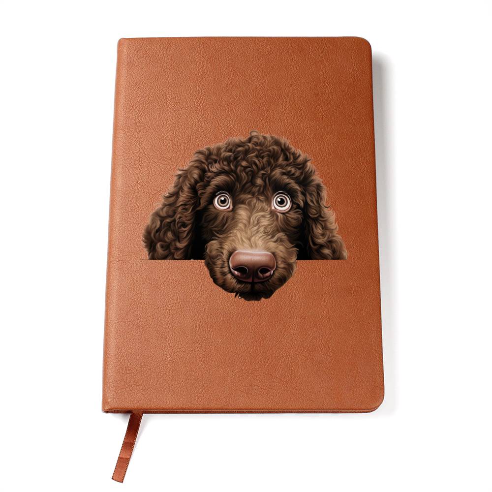 Irish Water Spaniel Peeking - Vegan Leather Journal