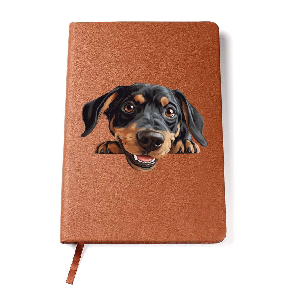 Austrian Black and Tan Hound Peeking - Vegan Leather Journal