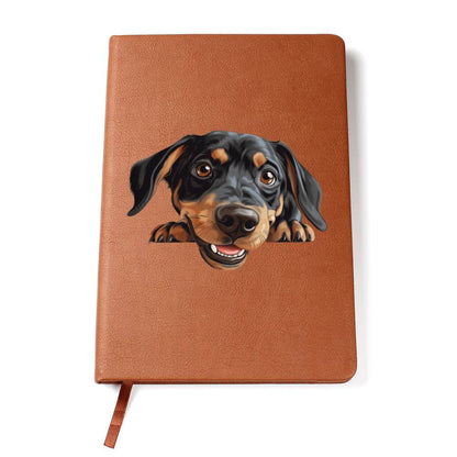 Austrian Black and Tan Hound Peeking - Vegan Leather Journal