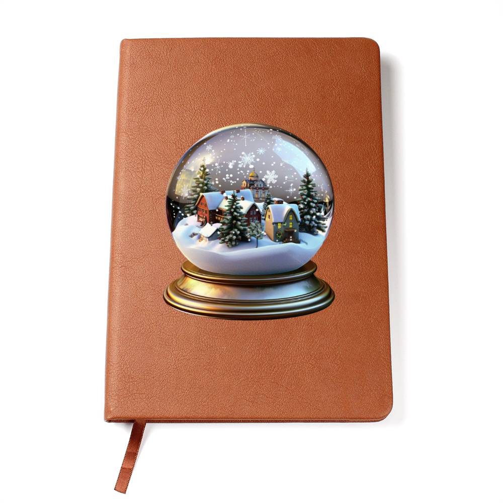Watercolor Christmas Snow Globe 030 - Vegan Leather Journal