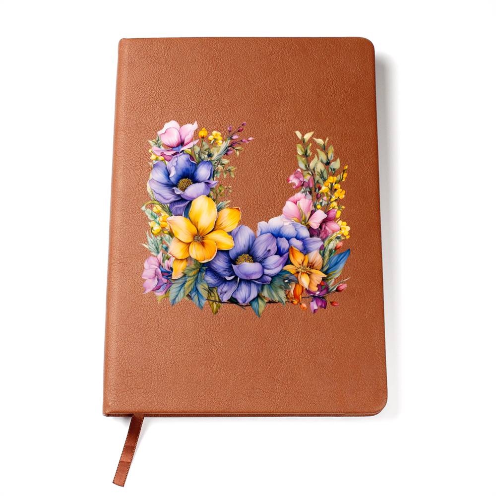 Floral Flower Wreath 107 - Vegan Leather Journal